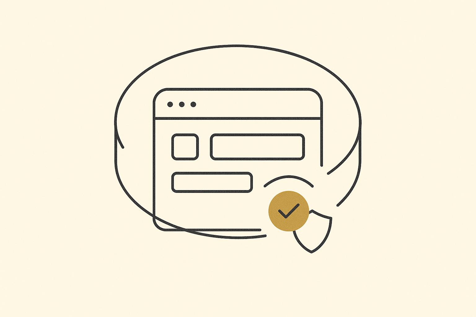 Abstract warm off-white illustration of a delivered app panel inside a protective coverage window, representing a software warranty period